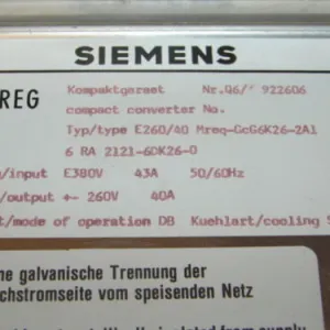 SIEMENS 6RA2-121-6DK26-06RA2121-6DK26-06RA21216DK260 SIMOREG DC DRIVE